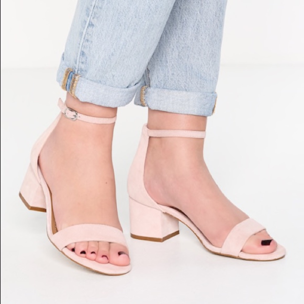 Light pink block heel sandals